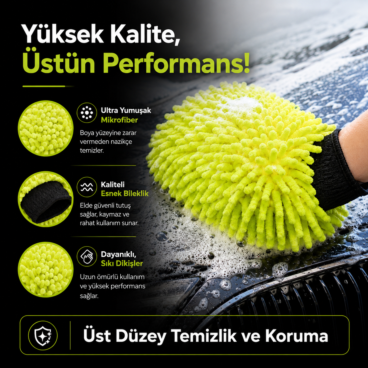 Çift Taraflı Mikrofiber Oto Yıkama Eldiveni
