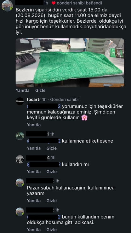 1200 GSM Kirpi Model Çift Yön Twisted Araç Kurulama Havlusu