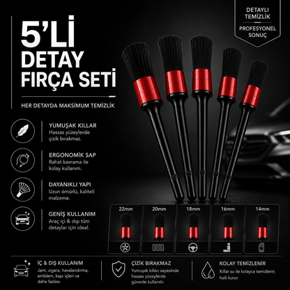 5'li Oto Detay Fırça Seti