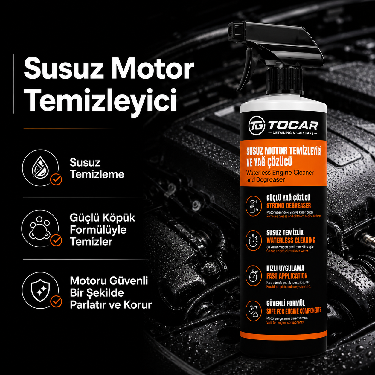 Susuz Motor Temizleyici ve Yağ Çözücü - 500 ml