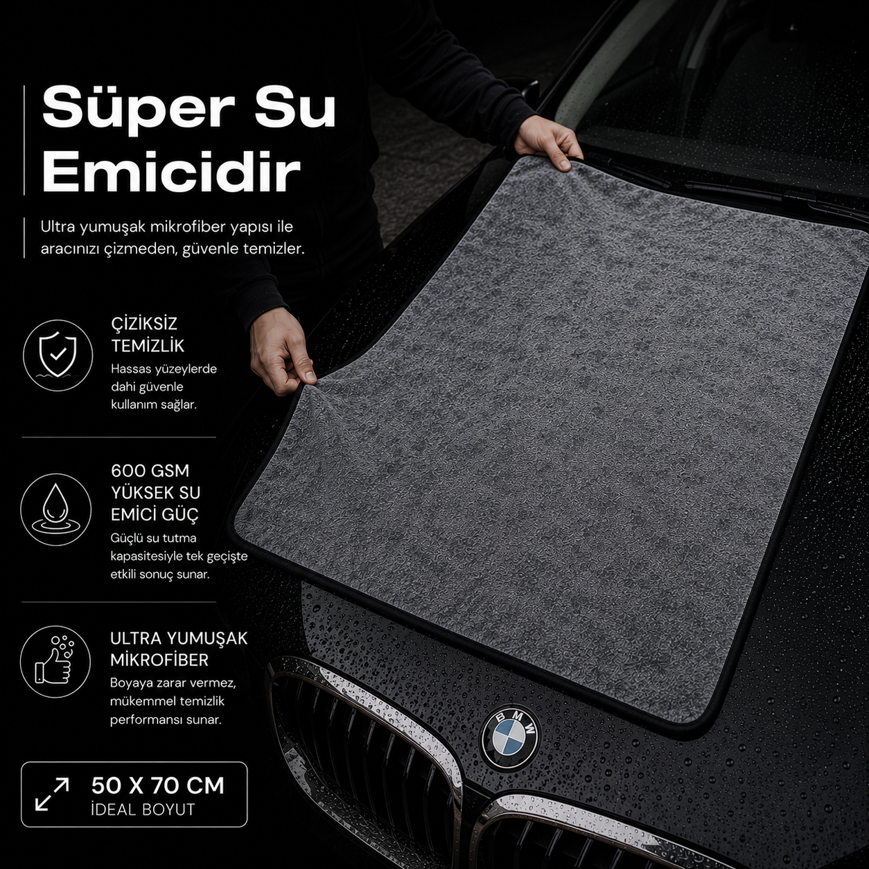 600 GSM Kirpi Model Çift Yön Twisted Araç Kurulama Havlusu