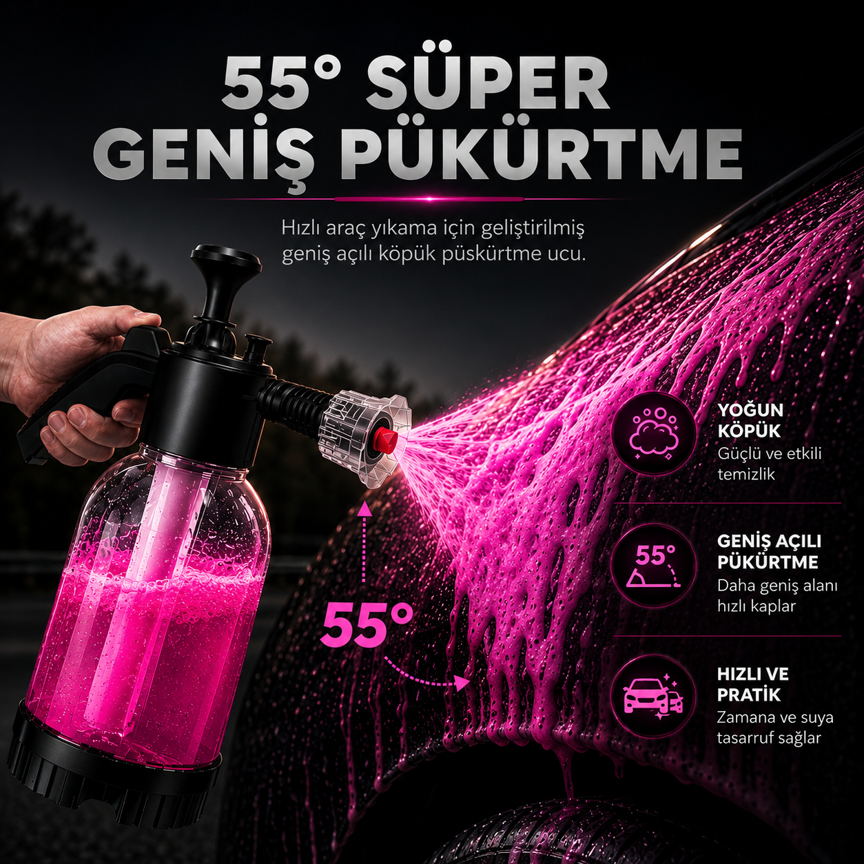 Yüksek Basınçlı 2 Başlıklı Su & Köpük Pompası - 2 Litre