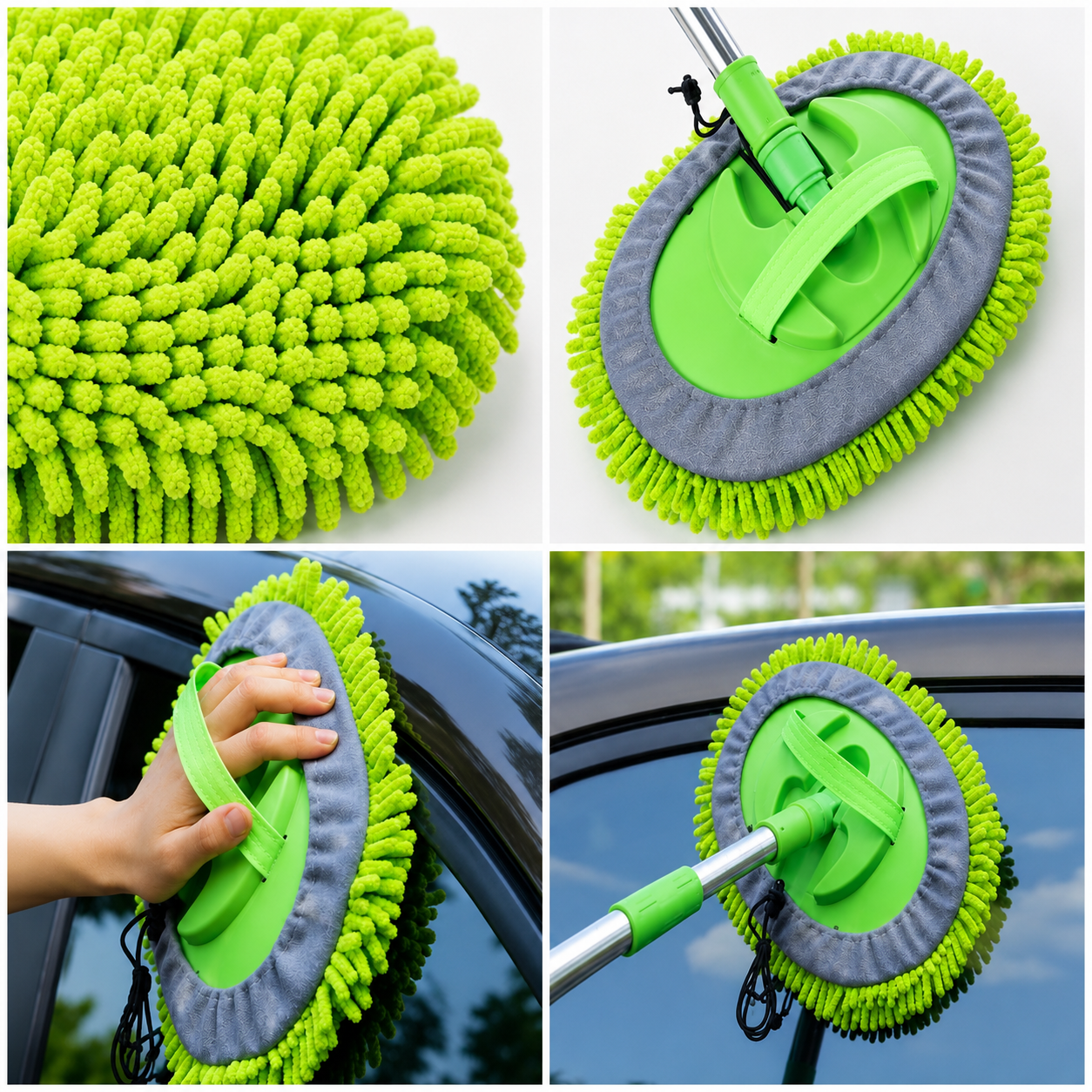 Teleskopik Mop - Çok Fonksiyonlu 2 in 1 Mikrofiber Araba Yıkama Fırçası