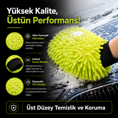 Çift Taraflı Mikrofiber Oto Yıkama Eldiveni