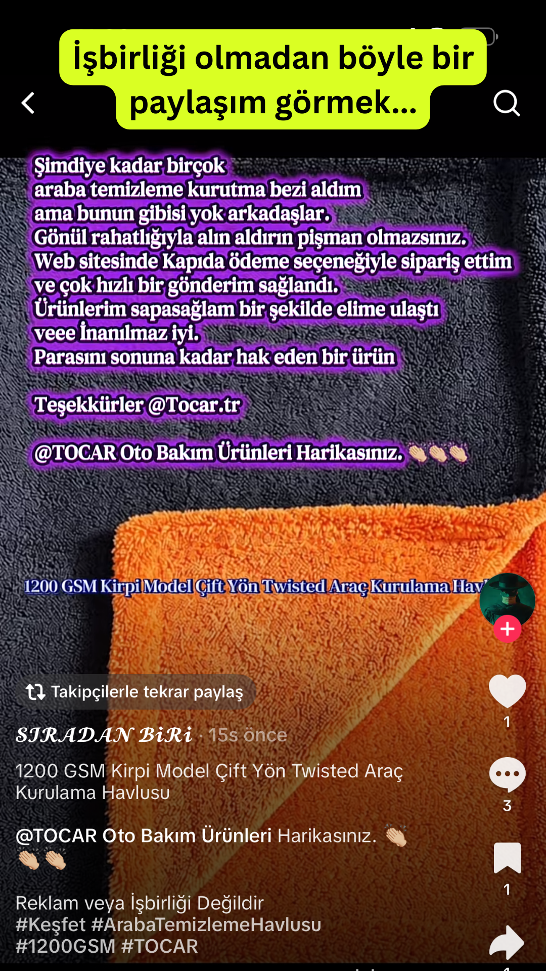 1200 GSM Kirpi Model Çift Yön Twisted Araç Kurulama Havlusu