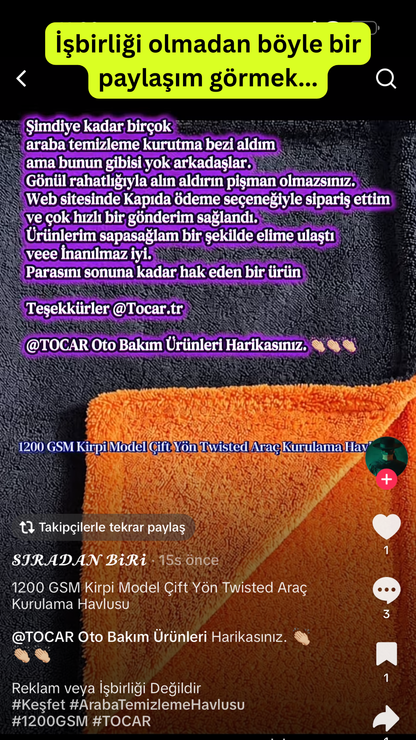 1200 GSM Kirpi Model Çift Yön Twisted Araç Kurulama Havlusu